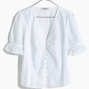 Madewell Women's White Eyelet Daylight Top Size 6